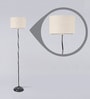Margie Beige Fabric Shade Club Floor Lamp With Metal Base