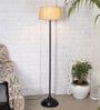 Tokyo Beige Cotton Shade Club Floor Lamp With Metal Base