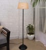 Tokyo Beige Cotton Shade Club Floor Lamp With Metal Base