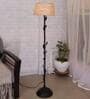 Beige Cotton Shade Floor Lamp With Metal Base