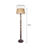 Designer Beige Cotton Shade Club Floor Lamp With Wood Base