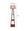 Beige Cotton Shade Floor Lamp With Wooden Base