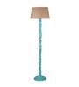Metz Beige Cotton Shade Club Floor Lamp With Wood Base