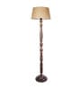 Designer Beige Cotton Shade Club Floor Lamp With Wood Base