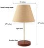 Natural Jute Fabric Shade Table Lamp, Brown Wooden Base Bedside & Desk Light for Bedroom, Living Room & Home Decor