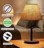 Natural Jute Fabric Shade Table Lamp, Minimalist Bedside Lamp with Metal Base for Bedroom, Living Room & Study
