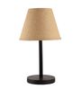 Natural Jute Fabric Shade Table Lamp, Minimalist Bedside Lamp with Metal Base for Bedroom, Living Room & Study