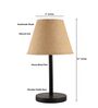 Natural Jute Fabric Shade Table Lamp, Minimalist Bedside Lamp with Metal Base for Bedroom, Living Room & Study