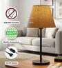 Natural Jute Fabric Shade Table Lamp, Modern Bedside & Desk Lamp with Metal Base for Bedroom, Living Room & Home Decor