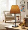 Natural Jute Fabric Shade Table Lamp, Modern Bedside & Desk Lamp with Metal Base for Bedroom, Living Room & Home Decor