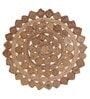 Natural Abstract Jute 3 ft x 3 ft Hand Woven Round Carpet