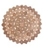 Natural Abstract Jute 3 ft x 3 ft Hand Woven Round Carpet