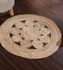 Natural Abstract Jute 3 ft x 3 ft Hand Woven Round Carpet