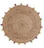 Natural Solid Jute 3 ft x 3 ft Hand Woven Round Carpet