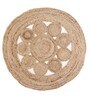 Natural Abstract Jute 3 ft x 3 ft Hand Woven Round Carpet