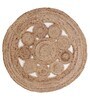 Natural Abstract Jute 3 ft x 3 ft Hand Woven Round Carpet