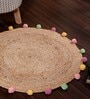 Natural Solid Jute 3 ft x 3 ft Hand Woven Round Carpet