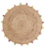 Natural Solid Jute 3 ft x 3 ft Hand Woven Round Carpet