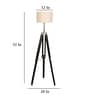 Natural Linen Shade  Floor Lamp with Black Base