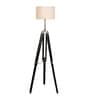 Natural Linen Shade  Floor Lamp with Black Base