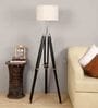 Natural Linen Shade  Floor Lamp with Black Base