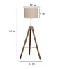 Natural Linen Shade  Floor Lamp With Silver & Grey Base