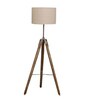 Natural Linen Shade  Floor Lamp With Silver & Grey Base