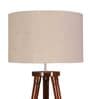 Natural Linen Shade  Floor Lamp With Walnut Base