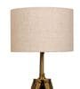 Intricate Natural Linen Shade Tripod Floor Lamp With Mango wood Base