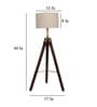Intricate Natural Linen Shade Tripod Floor Lamp With Mango wood Base