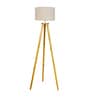 Natural Linen Shade  Floor Lamp with Yellow Base