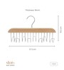 Natural Lotus Wood Hanger with 8 Hooks, Satin Swivel Hook, Smooth Finish