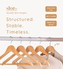 Natural Lotus Wood Shirt Hanger with Ribbed Non-Slip Bar and Satin Nickel Swivel Hook Set of 5