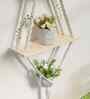 (1Pc) White Cotton Macrame Hanging Shelf