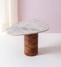 Natural Marble Nest of Table (Set of 2) In White & Brown Colour
