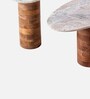 Natural Marble Nest of Table (Set of 2) In White & Brown Colour