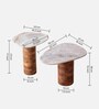 Natural Marble Nest of Table (Set of 2) In White & Brown Colour