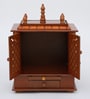 Brown Sheesham Wood & MDF Floor Rested Mandir With Door