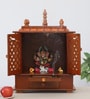 Brown Sheesham Wood & MDF Floor Rested Mandir With Door