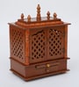 Brown Sheesham Wood & MDF Floor Rested Mandir With Door