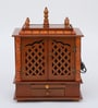 Brown Sheesham Wood & MDF Floor Rested Mandir With Door