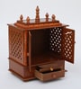 Brown Sheesham Wood & MDF Floor Rested Mandir With Door