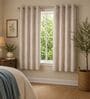 Natural Polycotton Solid 5ft Sheer Eyelet Window Curtains (2 Pc)