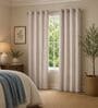 Natural Polycotton Solid 9ft Sheer Eyelet Long Door Curtains (2 Pc)