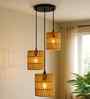 Natural Raffia Triple Pendant Cluster Light