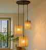 Natural Raffia Triple Pendant Cluster Light