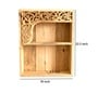 Brown Solid Wood Handcarved Dvaita Floating Wall Shelf With 2 Compartments