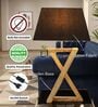 Natural Walnut Finish Solid Wood Table Lamp with Flex Fabric Shade