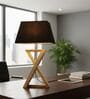 Natural Walnut Finish Solid Wood Table Lamp with Flex Fabric Shade