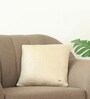 Natural With Gold Foil 100% Cotton Moss Foil Print 16X16 Inches Knitted Cushion Cover